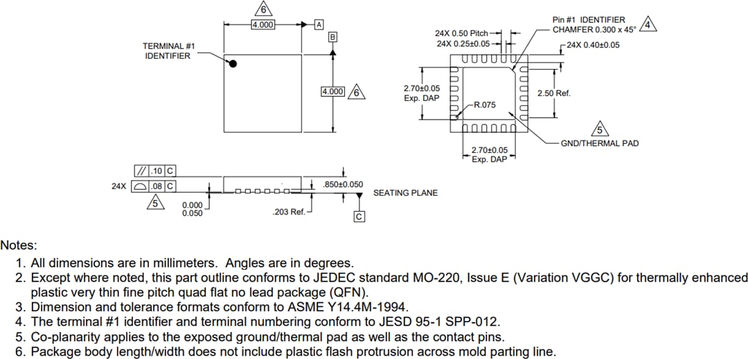 Mechanical Drawing - Qorvo TQP7M910x High Linearity Amplifiers