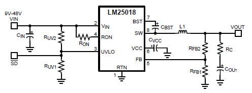 Texas Instruments Régulateurs abaisseurs LM25017/8/9 48 V