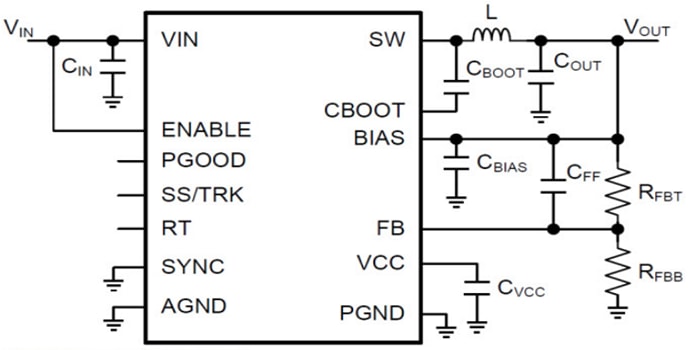 Schéma - Texas Instruments Convertisseur abaisseur de tension LM4600x