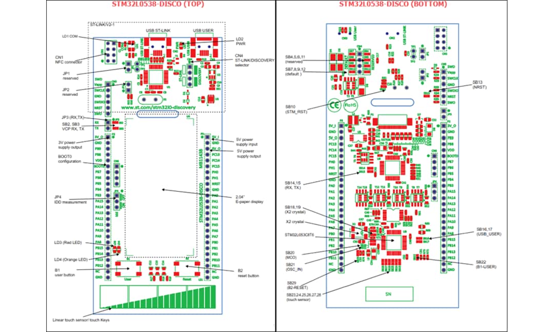 Plan mécanique - STMicroelectronics Kit de découverte STM32L0538