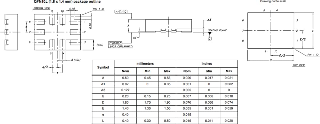 Plan mécanique - STMicroelectronics Commutateurs analogiques AS11P2TLR, AS21P2TLR