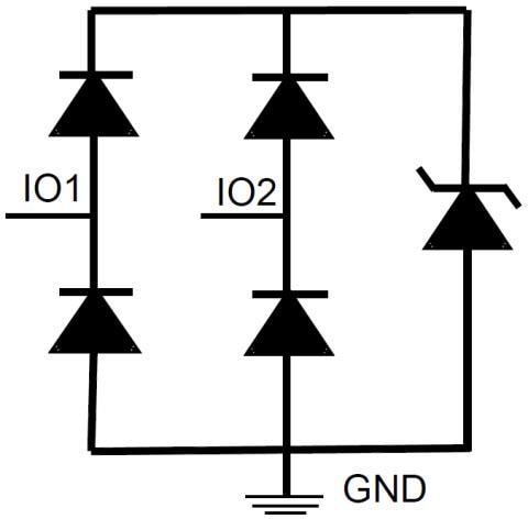 Schéma de principe - Texas Instruments Dispositif de protection contre les ESD haute vitesse TPD2E2U06 