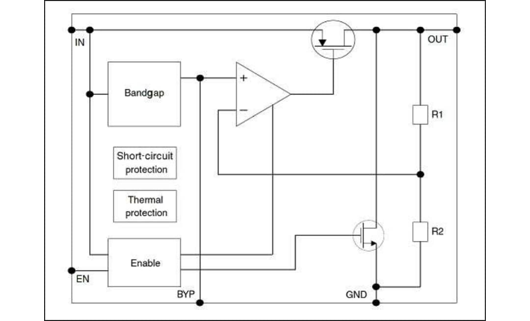 Schéma de principe - STMicroelectronics Régulateurs à faible tension de décrochage LDK130P DFN-6L