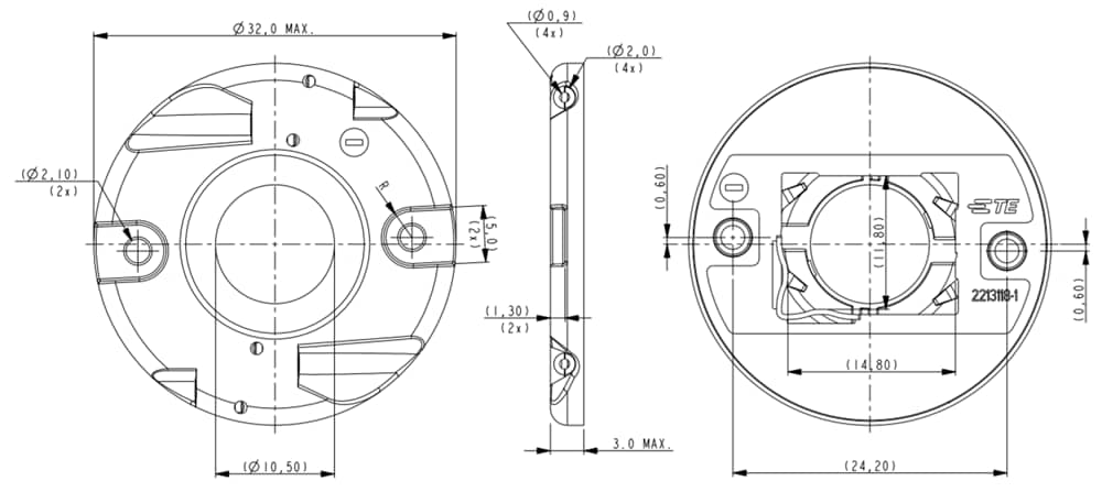 Plan mécanique - TE Connectivity Support de DEL sans soudure Z32