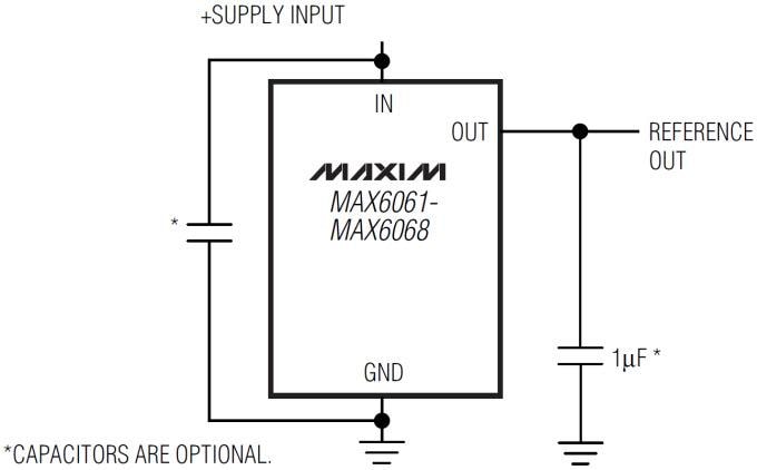 Schéma du circuit d'application - Analog Devices / Maxim Integrated Références de tension petite puissance de précision MAX606x 