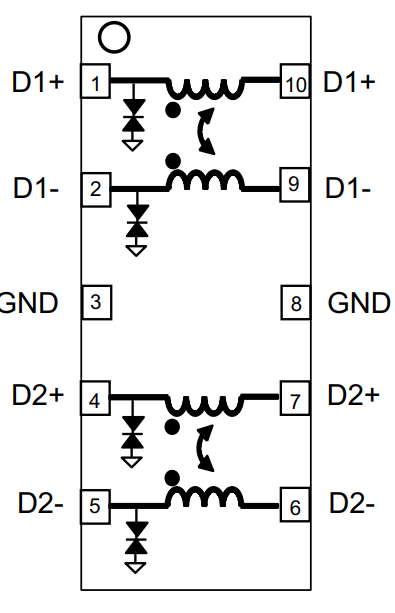 STMicroelectronics Filtre en mode commun ECMF04-4HSWM10