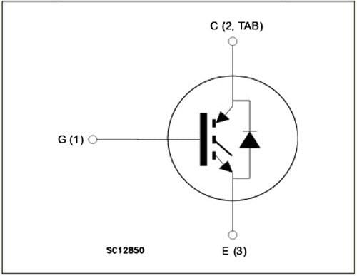 Schéma - STMicroelectronics IGBT à arrêt de champ et grille en tranchée STGWT28IH125DF