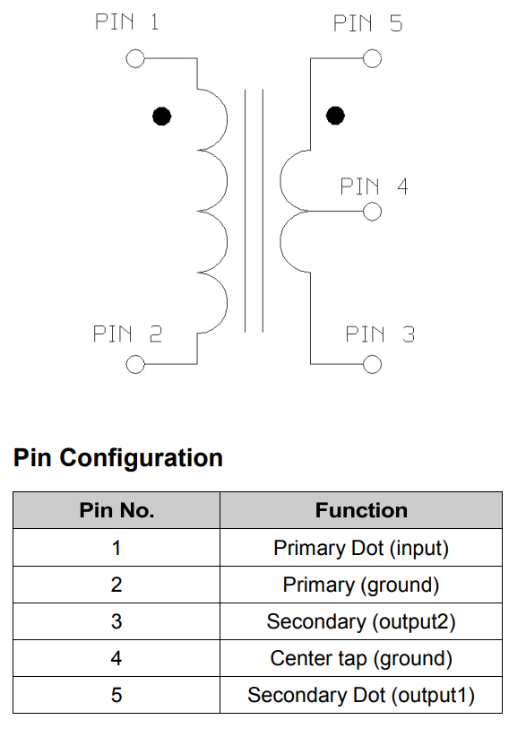 Schematic - MACOM MABA-011064 Step-Down Balun Transformer