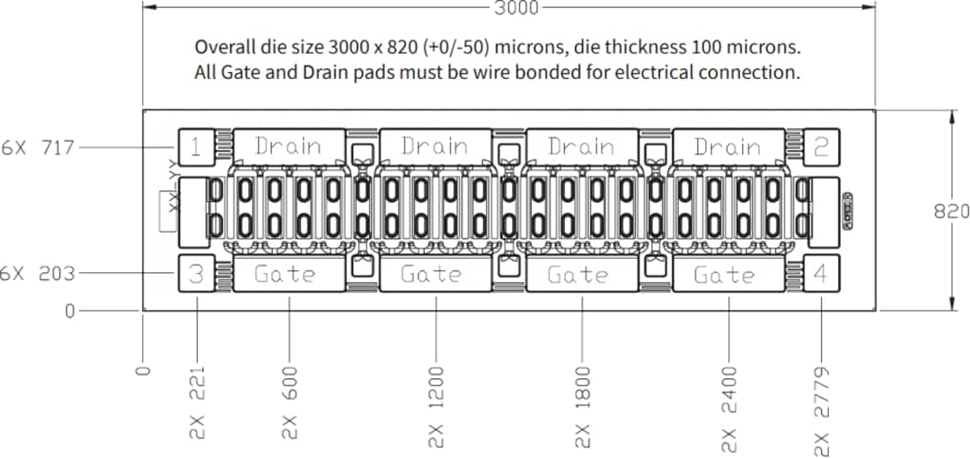 Plan mécanique - MACOM HEMT GaN 6 GHz CGHV600