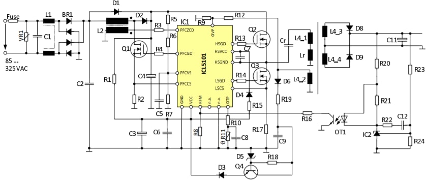 Infineon Technologies CI de pilote de résonance LED ICL5101