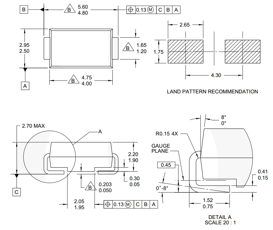 Chart - onsemi US2xA Surface Mount Rectifiers
