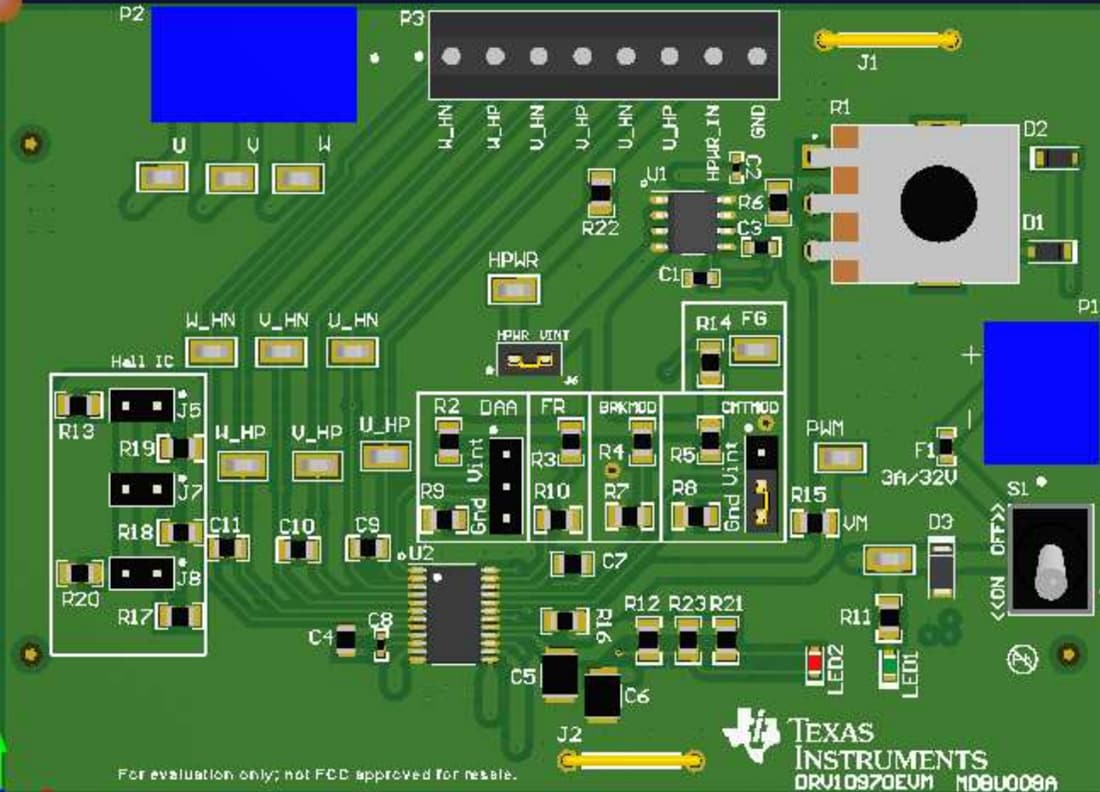 Mechanical Drawing - Texas Instruments DRV10970EVM Brushless Motor Driver EVM
