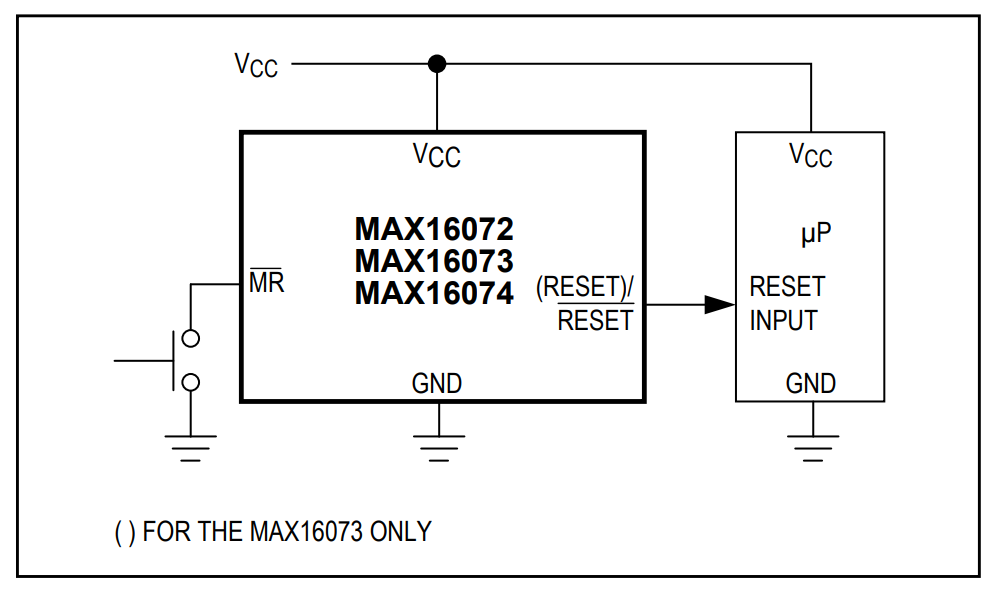 Application Circuit Diagram - Analog Devices / Maxim Integrated MAX16072 & MAX16074 MPU Supervisory ICs