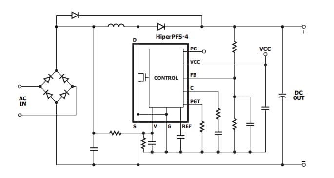 Application Circuit Diagram - Power Integrations HiperPFS™-4 PFC Controllers