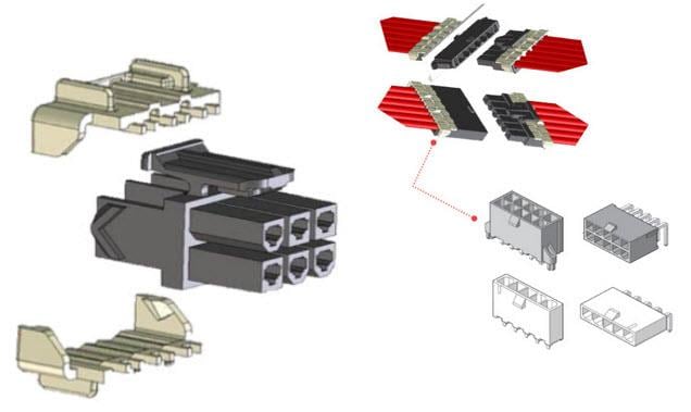 Plan mécanique - Molex Faisceaux de câbles et connecteurs d'alimentation Mini-Fit TPA2
