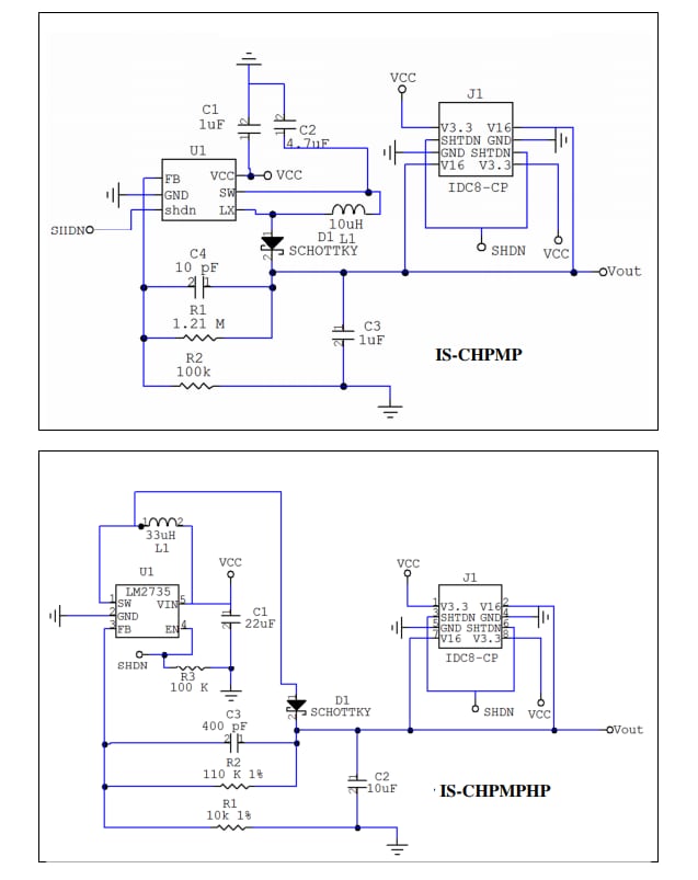 Schematic - NKK Switches IS-CHPMP & IS-CHPMPHP Charge Pump Dev Boards