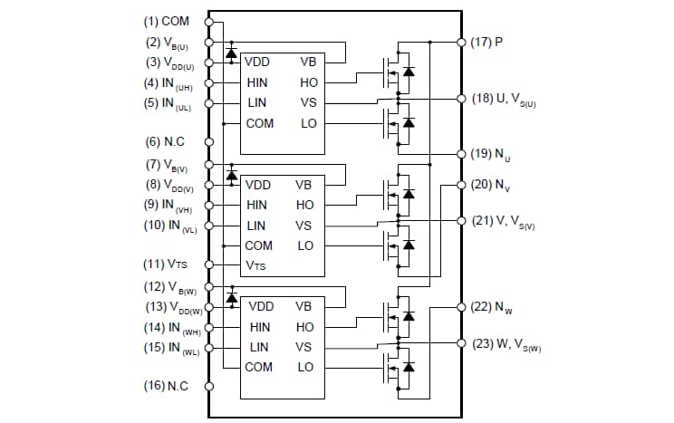 Block Diagram - onsemi FSB50550B/FSB50550BS Motion SPM® 5 Series Module