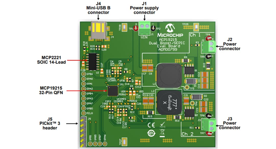 Microchip Technology MCP19215 Evaluation Board (ADM00799)