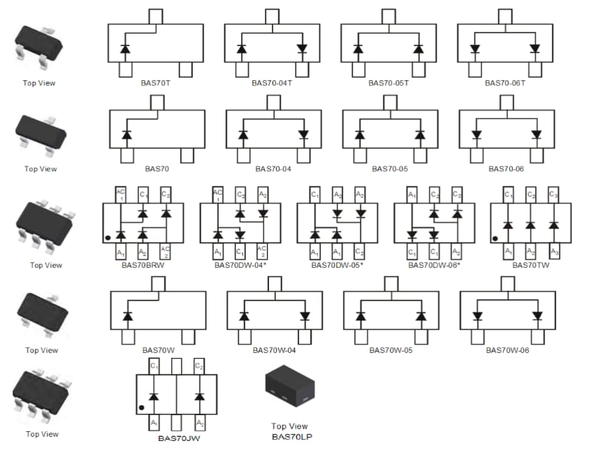 Diodes Incorporated BAS70 Schottky Barrier Diodes and Arrays