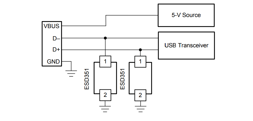 Block Diagram - Texas Instruments ESD351 1-Channel 30kV ESD Protection Diodes