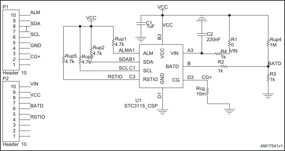 Schematic - STMicroelectronics STEVAL-ISB014V2 Battery Monitor with Alarm Output