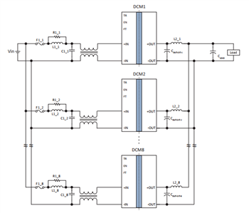 Schéma du circuit d'application - Vicor Convertisseurs CC-CC isolés et régulés DCM3623