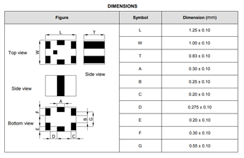 Mechanical Drawing - Walsin RFDSB Differential Signal Balancer