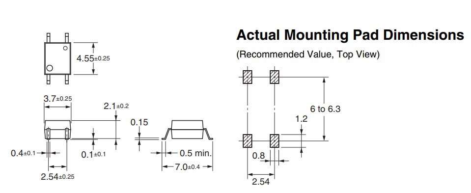 Mechanical Drawing - Omron Electronics G3VM-401VY MOSFET Relays