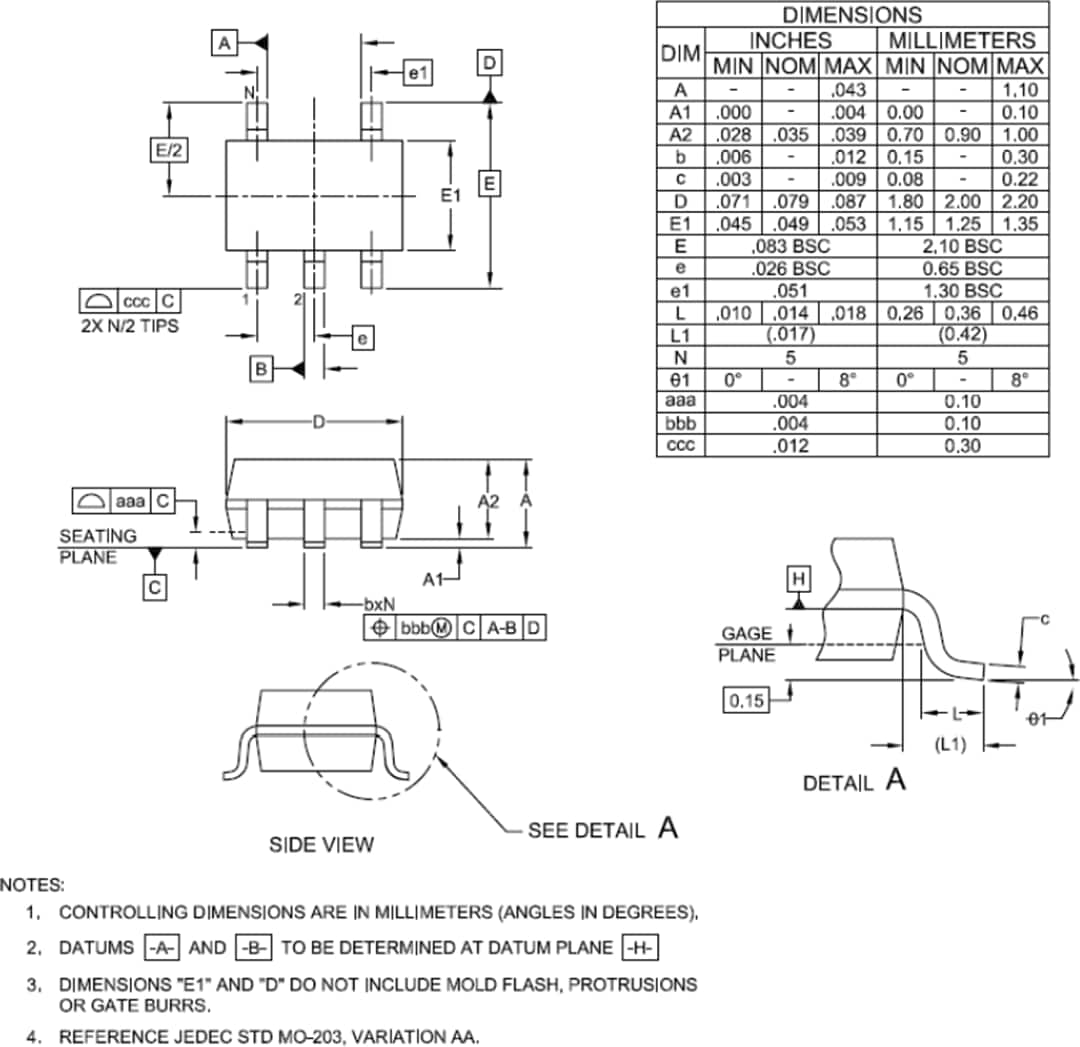 Plan mécanique - Semtech Régulateurs LDO à faible bruit nanoSmart SC573