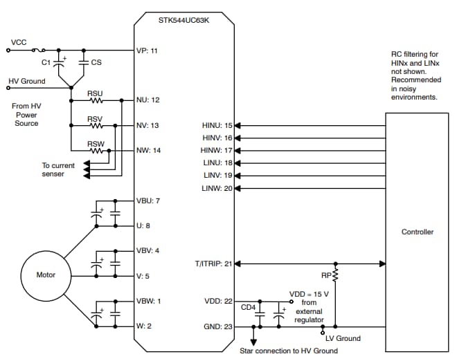 Schematic - onsemi STK544UC63K-E Intelligent Power Module (IPM)