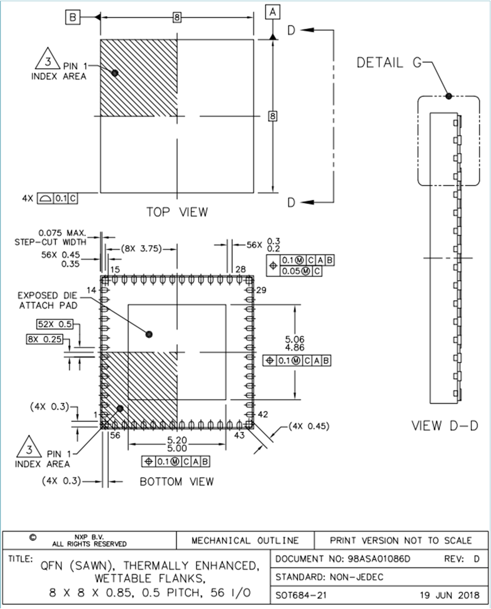 Plan mécanique - NXP Semiconductors CI de gestion d'alimentation PF8100 et PF8200
