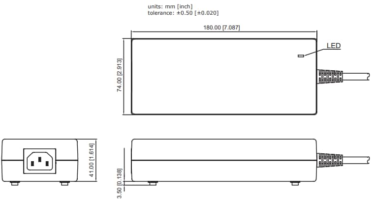 Mechanical Drawing - CUI Inc SDI150 AC-DC Power Supplies