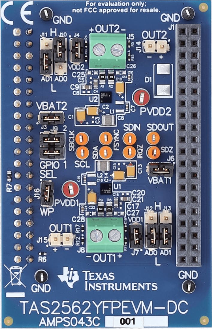 Mechanical Drawing - Texas Instruments TAS2562YFPEVM-DC Amplifier Evaluation Module