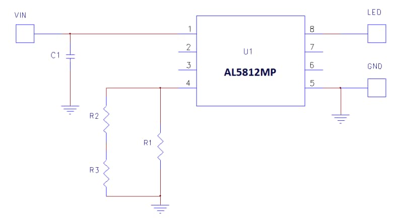 Schéma - Diodes Incorporated Carte d'évaluation AL5812EV2