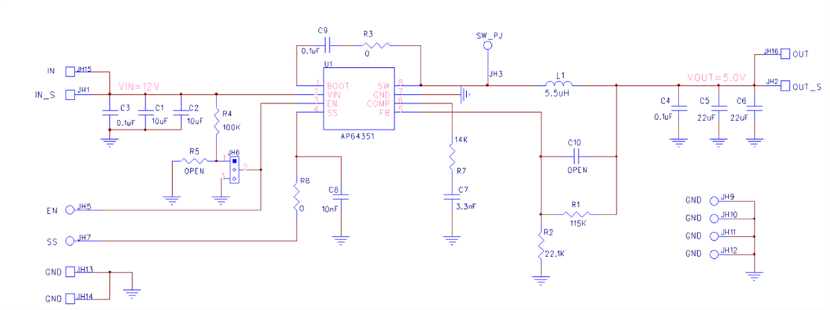Schéma - Diodes Incorporated Carte d'évaluation AP64351SP-EVM