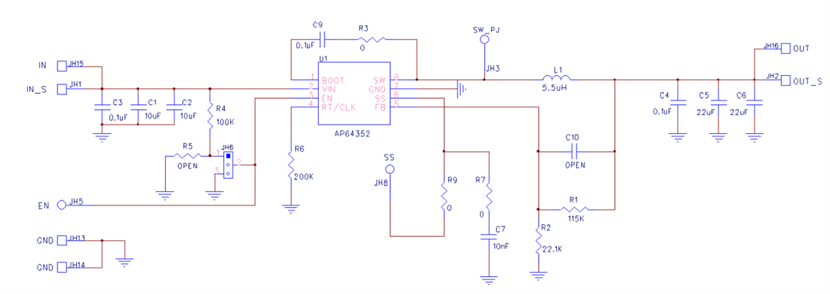 Schéma - Diodes Incorporated Carte d'évaluation AP64352SP-EVM
