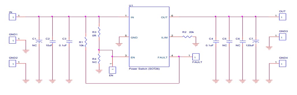 Schéma - Diodes Incorporated Module d'évaluation AP22653W6-EVM