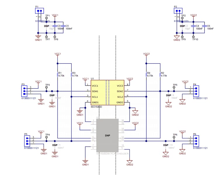 Schéma - Texas Instruments Module d'évaluation ISO1640EVM