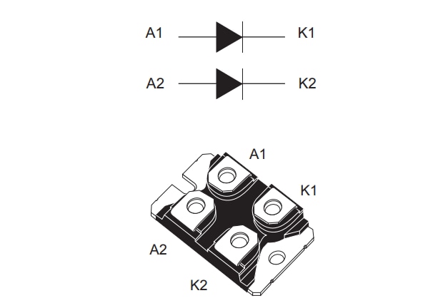Schéma du circuit d'application - STMicroelectronics Redresseur Schottky automobile STPS240H100TV1Y