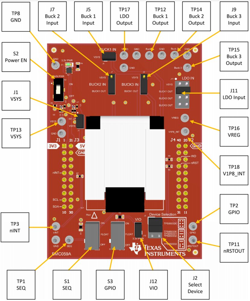 Plan mécanique - Texas Instruments Boosterpack de programmation client BOOSTXL-TPS65033