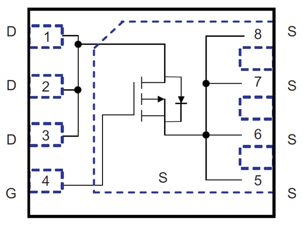 Schéma de principe - Texas Instruments MOSFET de puissance NexFET™ CSD25402Q3A
