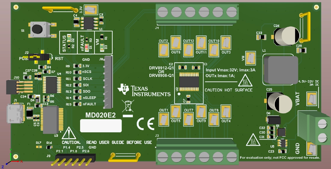 Plan mécanique - Texas Instruments Module d'évaluation (EVM) de pilote DRV8908-Q1EVM