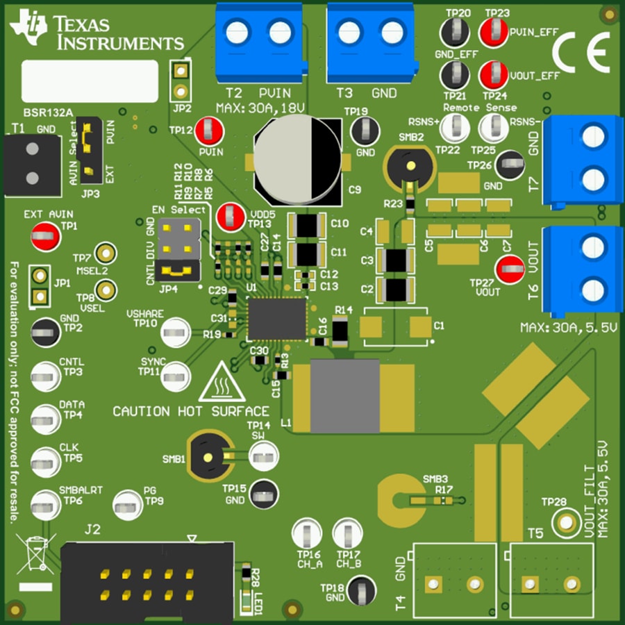 Plan mécanique - Texas Instruments Module d'évaluation du convertisseur TPS546A24AEVM-1PH