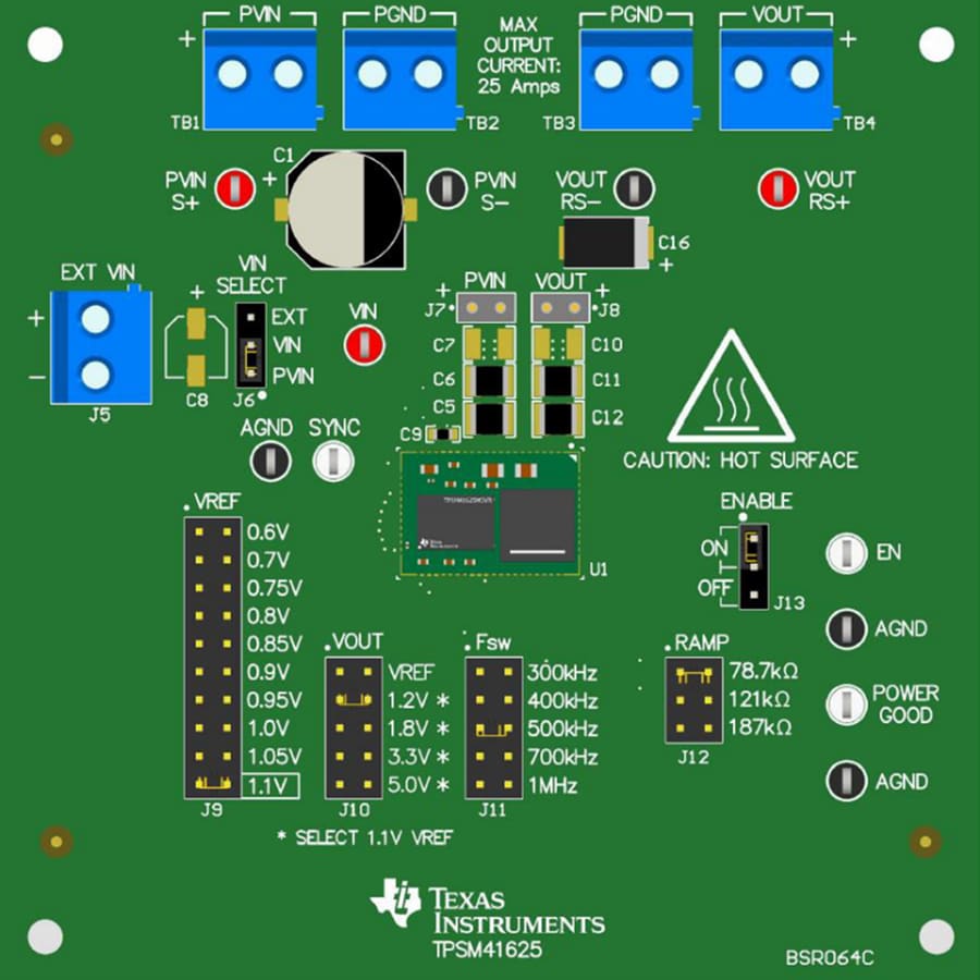 Plan mécanique - Texas Instruments Cartes d'évaluation TPSM41625EVM / TPSM41615EVM
