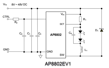Schéma - Diodes Incorporated Cartes d'évaluation AP8802