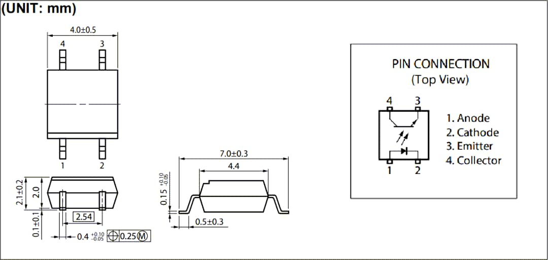 Plan mécanique - Renesas Electronics Photocoupleurs PS2711-1