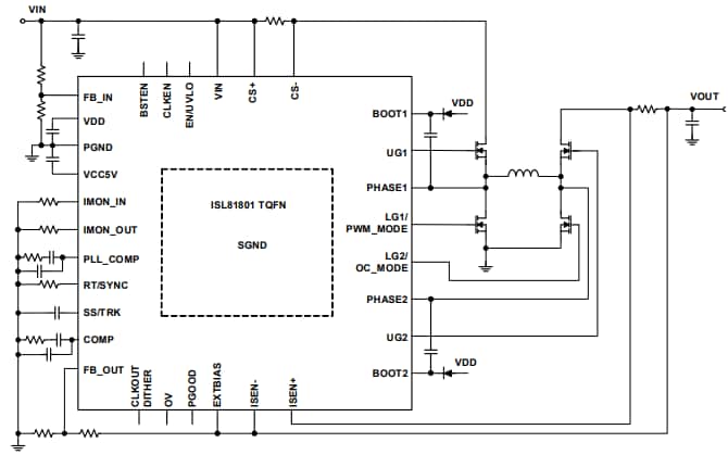 Schéma de principe - Renesas Electronics Cartes d'évaluation ISL81801 