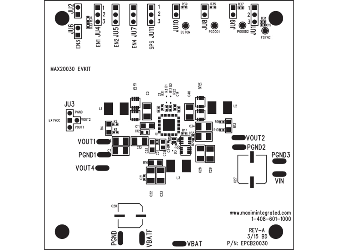 Plan mécanique - Analog Devices Inc. Kit d'évaluation MAX20030EVKIT