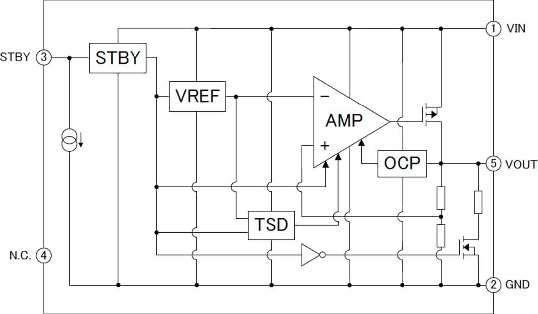 Schéma de principe - ROHM Semiconductor Régulateurs LDO CMOS automobiles BUxxJA2DG-C