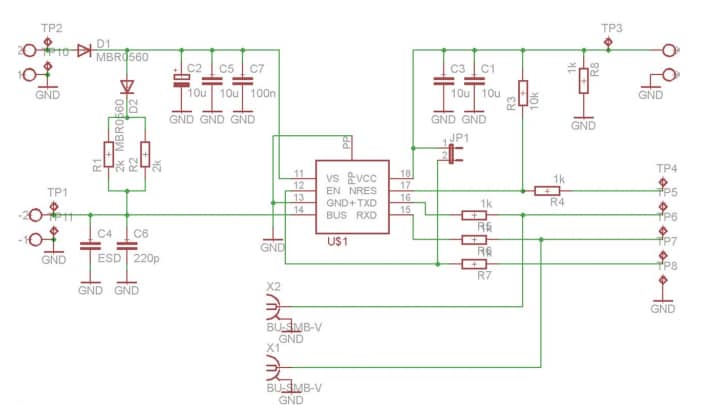 Schéma - Infineon Technologies Carte de démonstration LIN LDO TLE8457